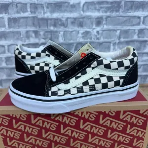 Vans Old Skool Primary Check Black White Shoes VN0A38HBP0S Kids Size 2.5 K New
