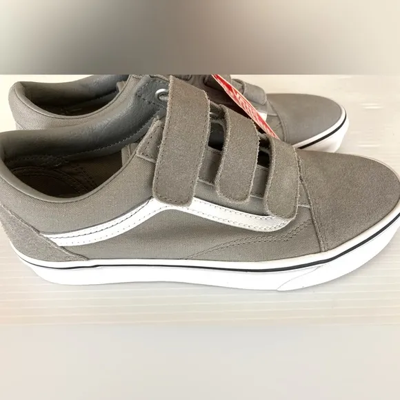 Vans Old Skool Velcro closure shoes gray suede upper sneakers comfort shoes