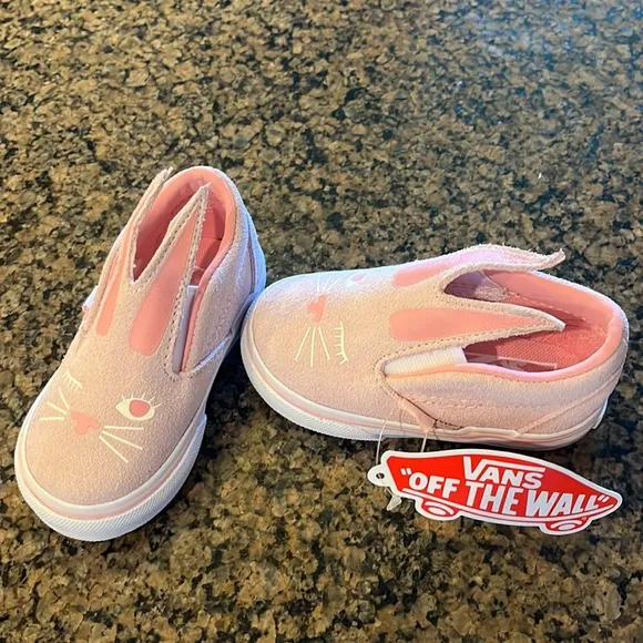 VANS Pink bunny suede  slip on shoes.  NWT