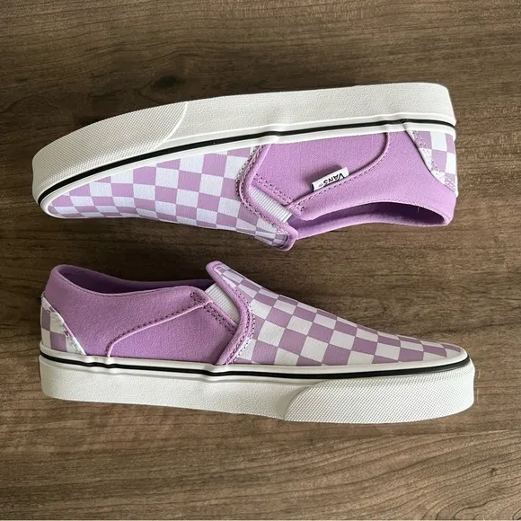 Vans Slip On Classic Checkerboard Lavender Women's Shoe Size 7.5 #788