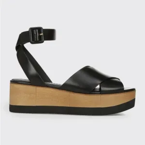 Veronica Beard / crisscross new Wynie Platform Sandals black leather 7.5