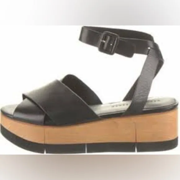 Veronica Beard / crisscross new Wynie Platform Sandals black leather 7.5