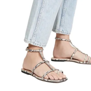 VERONICA BEARD | Snakeskin Embossed Leather Gladiator Sandals in Size US 7.5