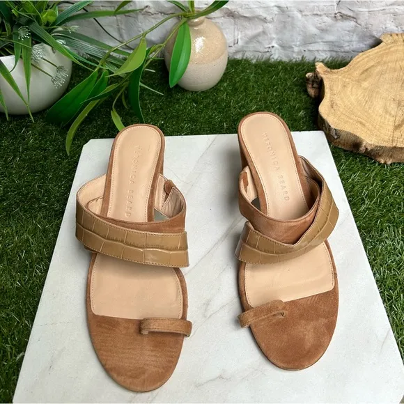 VERONICA BEARDZuri Crossover Slide Sandals Brown women size 6.5