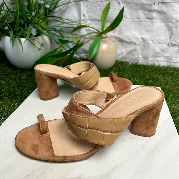 VERONICA BEARDZuri Crossover Slide Sandals Brown women size 6.5