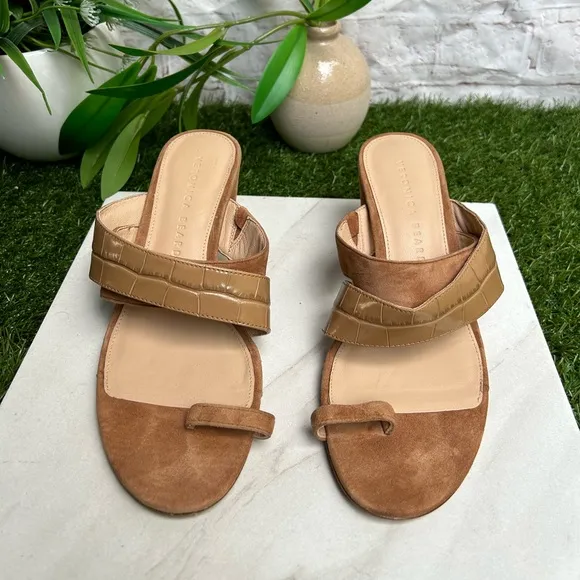 VERONICA BEARDZuri Crossover Slide Sandals Brown women size 6.5