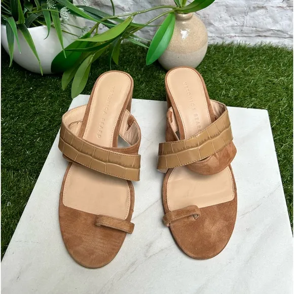 VERONICA BEARDZuri Crossover Slide Sandals Brown women size 6.5