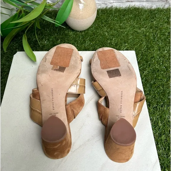 VERONICA BEARDZuri Crossover Slide Sandals Brown women size 6.5