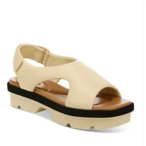 Vince Bilbao Square Toe Leather Tan Platform Sandals size 7.5