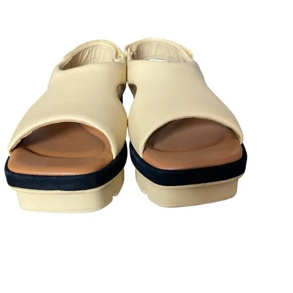 Vince Bilbao Square Toe Leather Tan Platform Sandals size 7.5