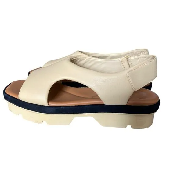 Vince Bilbao Square Toe Leather Tan Platform Sandals size 7.5