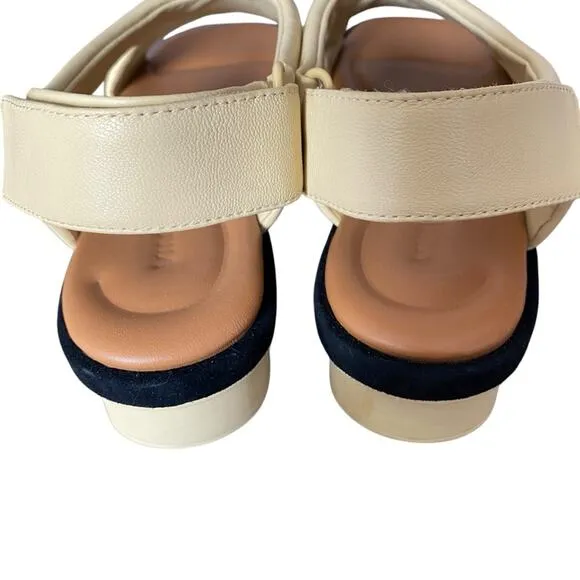 Vince Bilbao Square Toe Leather Tan Platform Sandals size 7.5