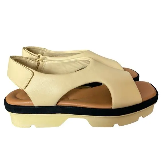Vince Bilbao Square Toe Leather Tan Platform Sandals size 7.5