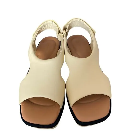 Vince Bilbao Square Toe Leather Tan Platform Sandals size 7.5