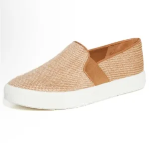 Vince BLAIR BICOLOR CANVAS LACELESS TRAINERS Tan Slip On Sneakers Vince Shoes 7