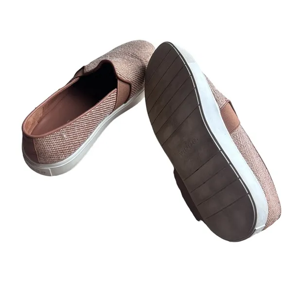Vince BLAIR BICOLOR CANVAS LACELESS TRAINERS Tan Slip On Sneakers Vince Shoes 7