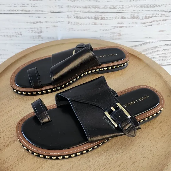 Vince Camuto Cooliann black leather sandals