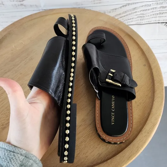 Vince Camuto Cooliann black leather sandals
