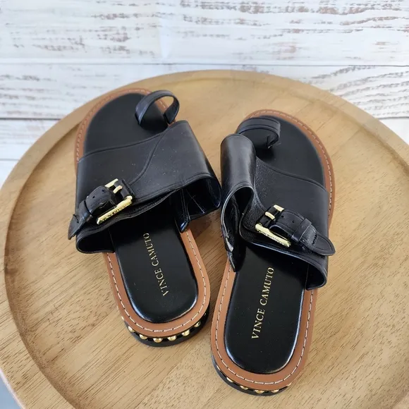 Vince Camuto Cooliann black leather sandals
