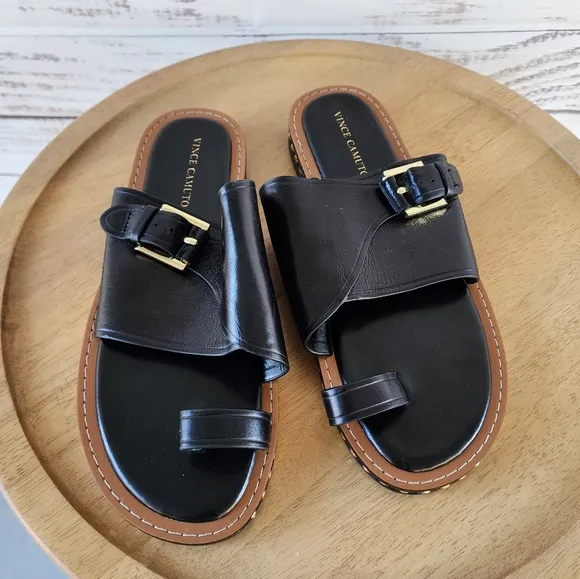 Vince Camuto Cooliann black leather sandals