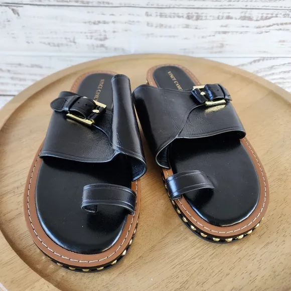 Vince Camuto Cooliann black leather sandals