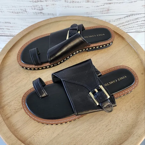 Vince Camuto Cooliann black leather sandals