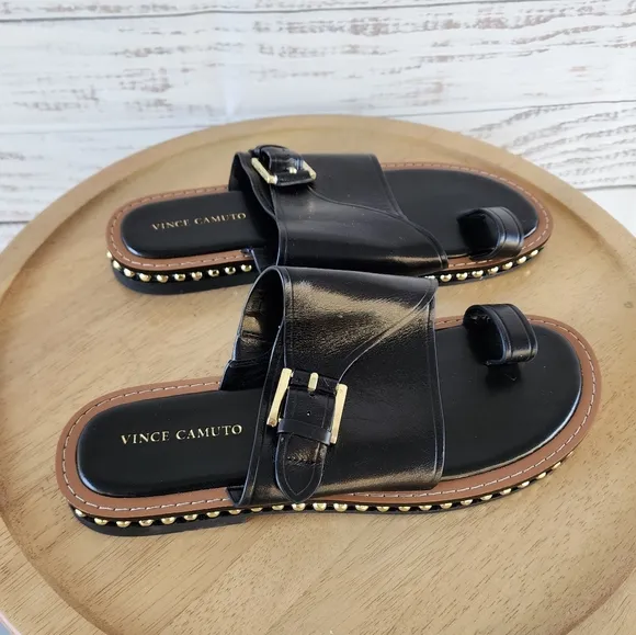 Vince Camuto Cooliann black leather sandals