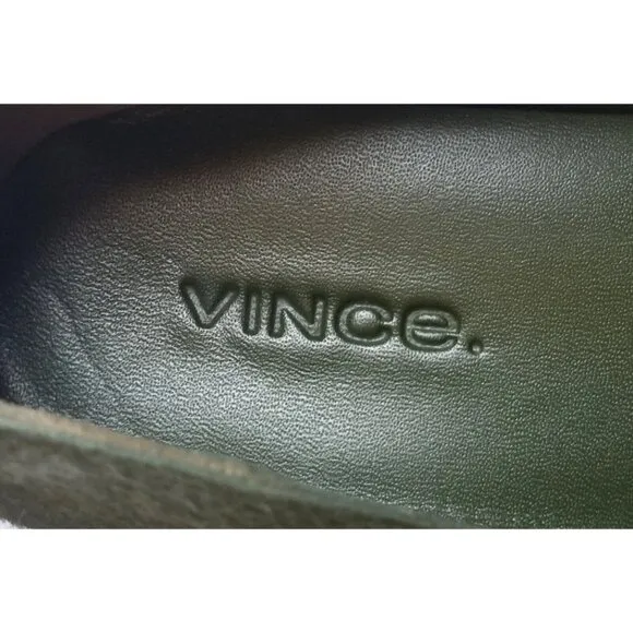 VINCE Robin Penny Loafers Dark Green Calf Hair EU 36 US 6 Slip On