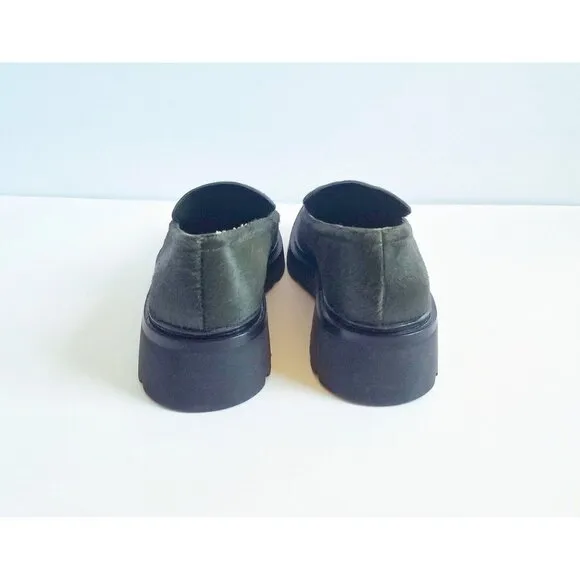 VINCE Robin Penny Loafers Dark Green Calf Hair EU 36 US 6 Slip On