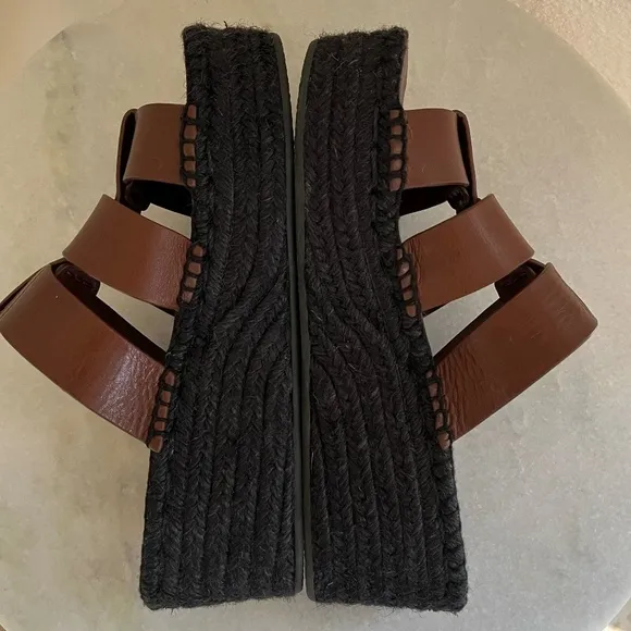 VINCE | Sabella Mahogany Leather Espadrille Platform Sandals Heels | Size 7
