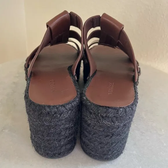 VINCE | Sabella Mahogany Leather Espadrille Platform Sandals Heels | Size 7