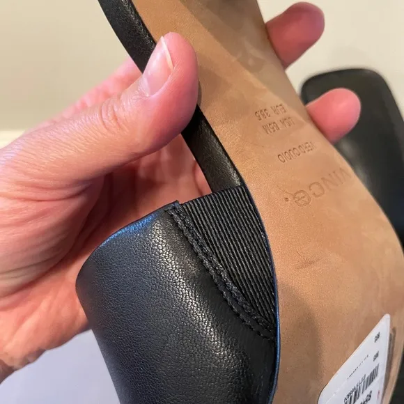 Vince Square toe mule sandals in black leather size 6.5/7 NWT