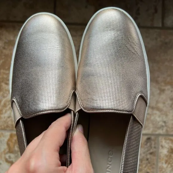 VINCE Women's Rose Gold Metallic Casual Slip-On Sneaker Shoes Size 6.5