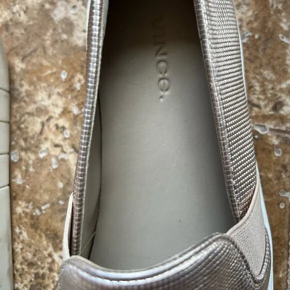 VINCE Women's Rose Gold Metallic Casual Slip-On Sneaker Shoes Size 6.5