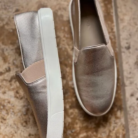VINCE Women's Rose Gold Metallic Casual Slip-On Sneaker Shoes Size 6.5