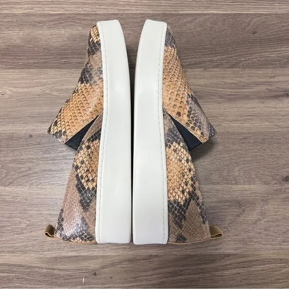 Vince Women's Saxon 2 Brown Leather Animal Print Low Top Slip On Shoes Size 8.5M