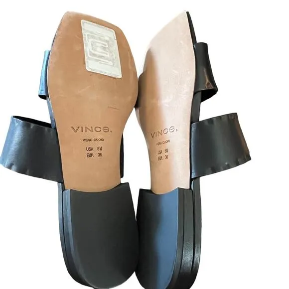 Vince  Zofi Mafalda Leather Square Toe Ripple Detail Straps  Sandals NEW Size 6