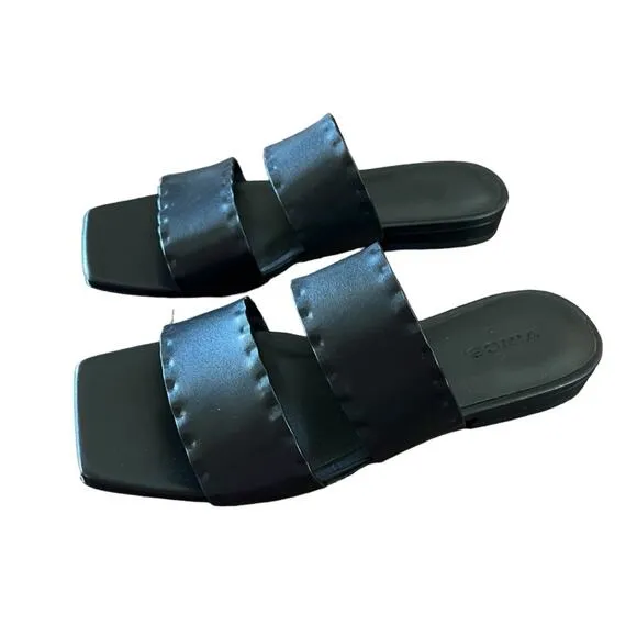 Vince  Zofi Mafalda Leather Square Toe Ripple Detail Straps  Sandals NEW Size 6