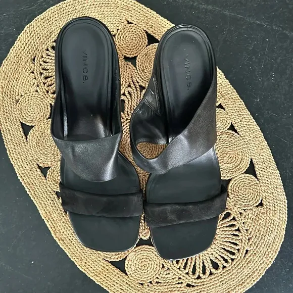Vince Quinn Leather Heeled Sandals Heels Square Toe Women’s size 11