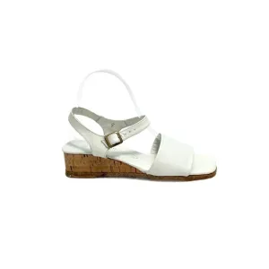 Vintage 1960s deadstock white leather strappy wedge sandals