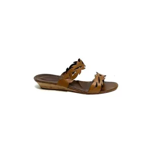 Vintage 1970s brown leather cutout strappy wedge sandals