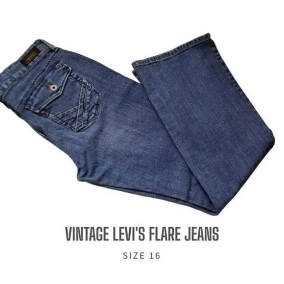 Vintage 547 Levis Jeans Womens 16 Premium Flare Medium Wash Denim