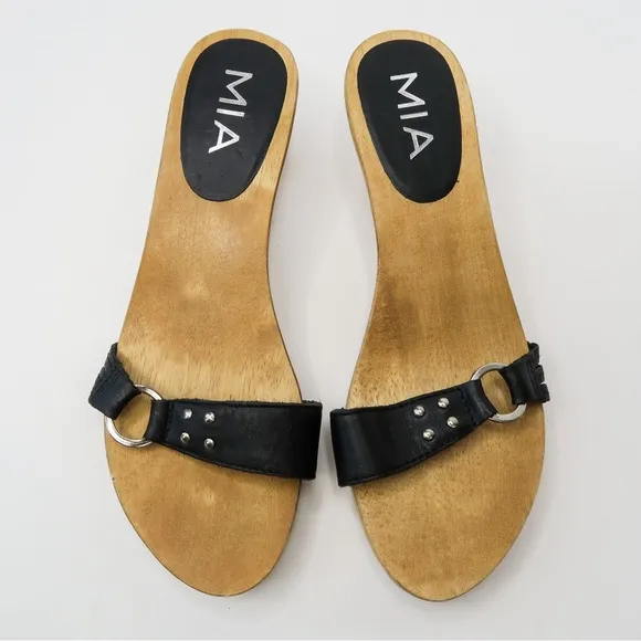 Vintage 90s MIA Wooden Heel Sandals