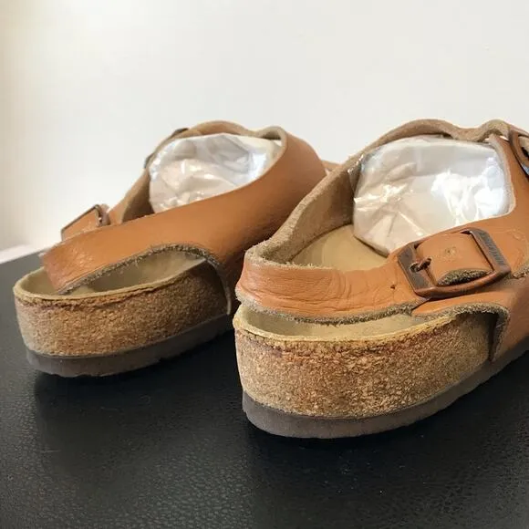 Vintage Birkenstock Milano Caramel Ginger Brown Double Heel Strap Sandals 40