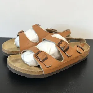 Vintage Birkenstock Milano Caramel Ginger Brown Double Heel Strap Sandals 40