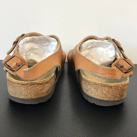 Vintage Birkenstock Milano Caramel Ginger Brown Double Heel Strap Sandals 40