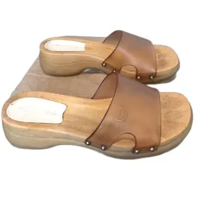 Vintage Candies Y2K Sandals Faux Wood Block Clogs Clear Jelly Size 6