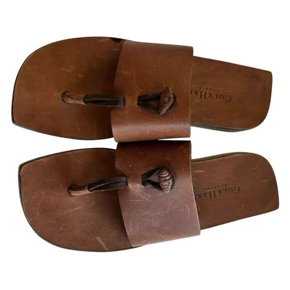 Vintage Cole Haan Country Women’s Brown Leather Toe Thong Boho Sandals 6.5B