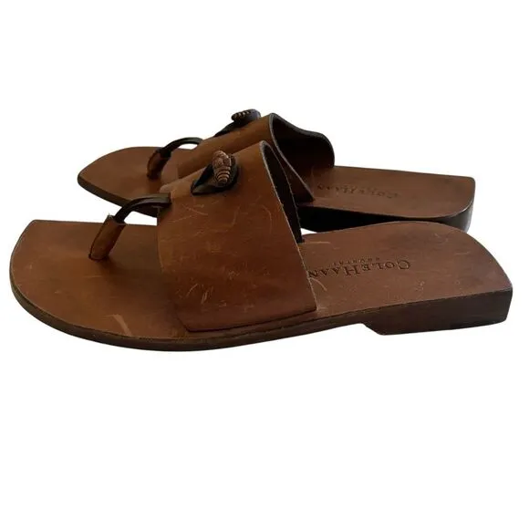 Vintage Cole Haan Country Women’s Brown Leather Toe Thong Boho Sandals 6.5B