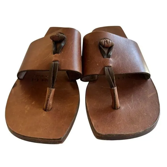 Vintage Cole Haan Country Women’s Brown Leather Toe Thong Boho Sandals 6.5B